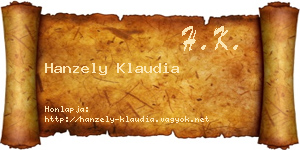 Hanzely Klaudia névjegykártya